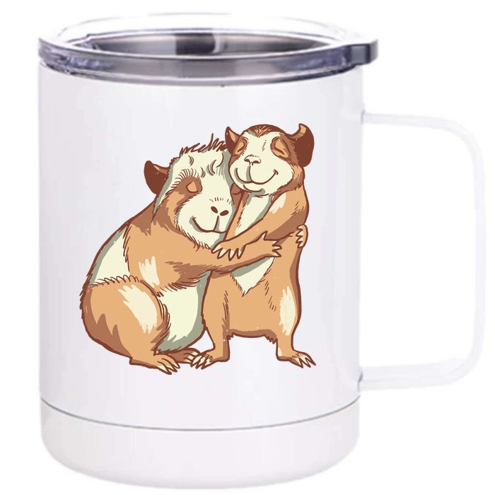 Happy Guinea Pigs Hugging Front & Back 12oz Stainless Steel Tumbler Cup