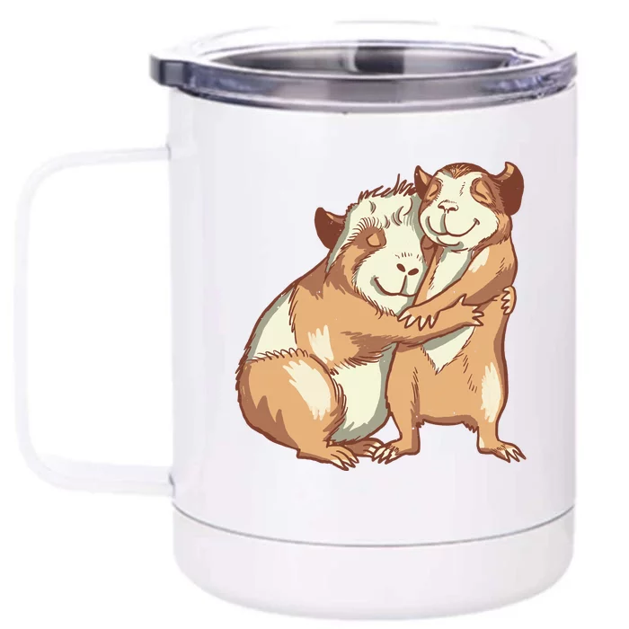 Happy Guinea Pigs Hugging Front & Back 12oz Stainless Steel Tumbler Cup