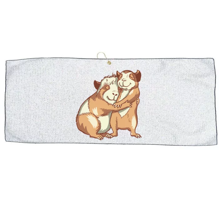 Happy Guinea Pigs Hugging Large Microfiber Waffle Golf Towel