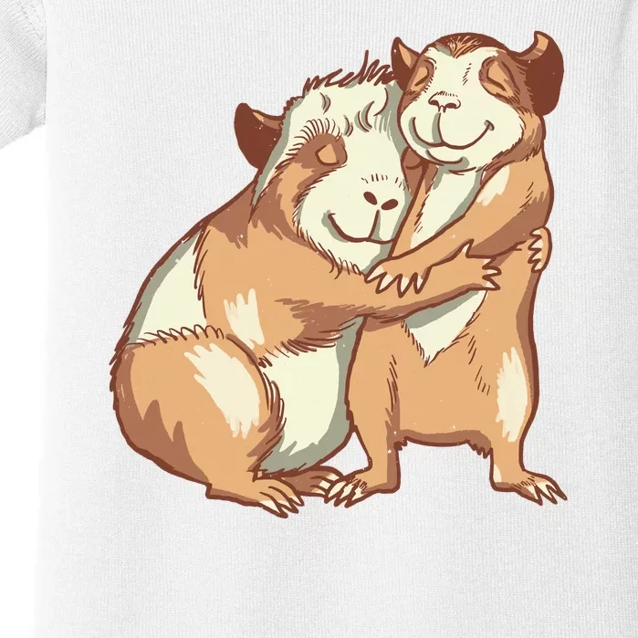 Happy Guinea Pigs Hugging Baby Bodysuit