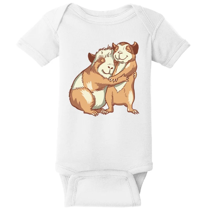 Happy Guinea Pigs Hugging Baby Bodysuit