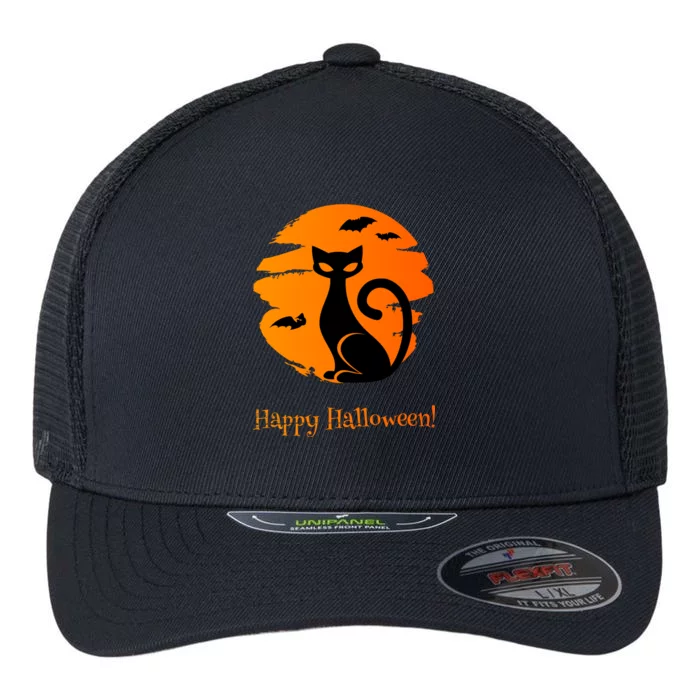 Happy Halloween Cat Flexfit Unipanel Trucker Cap