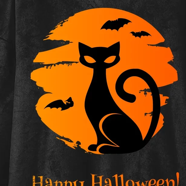 Happy Halloween Cat Hooded Wearable Blanket