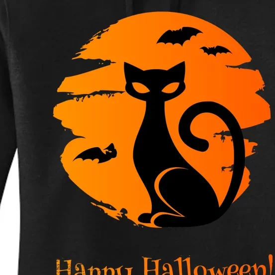 Happy Halloween Cat Women's Pullover Hoodie