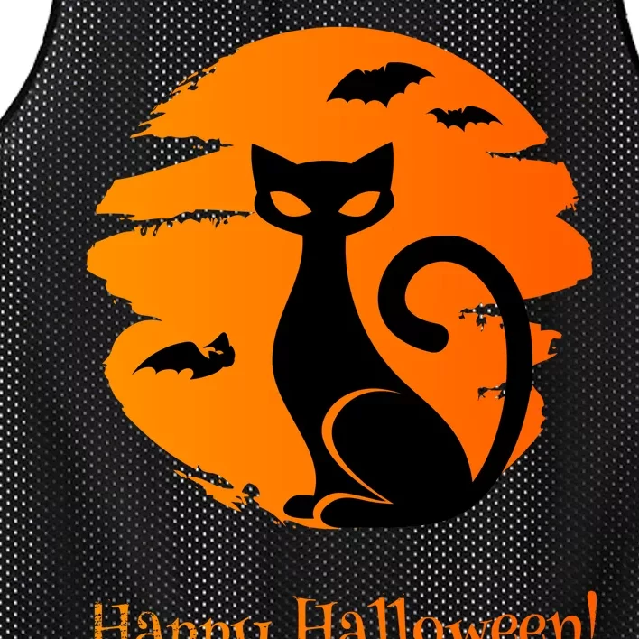 Happy Halloween Cat Mesh Reversible Basketball Jersey Tank