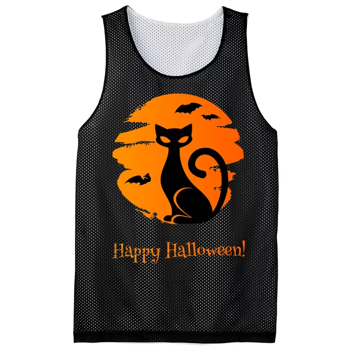 Happy Halloween Cat Mesh Reversible Basketball Jersey Tank