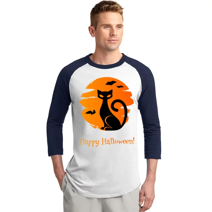 Happy Halloween Cat Baseball Sleeve Shirt