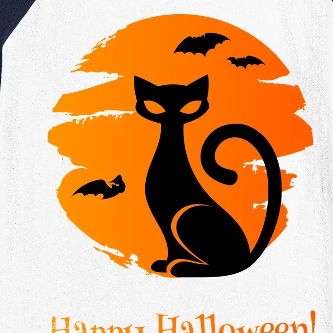 Happy Halloween Cat Baseball Sleeve Shirt