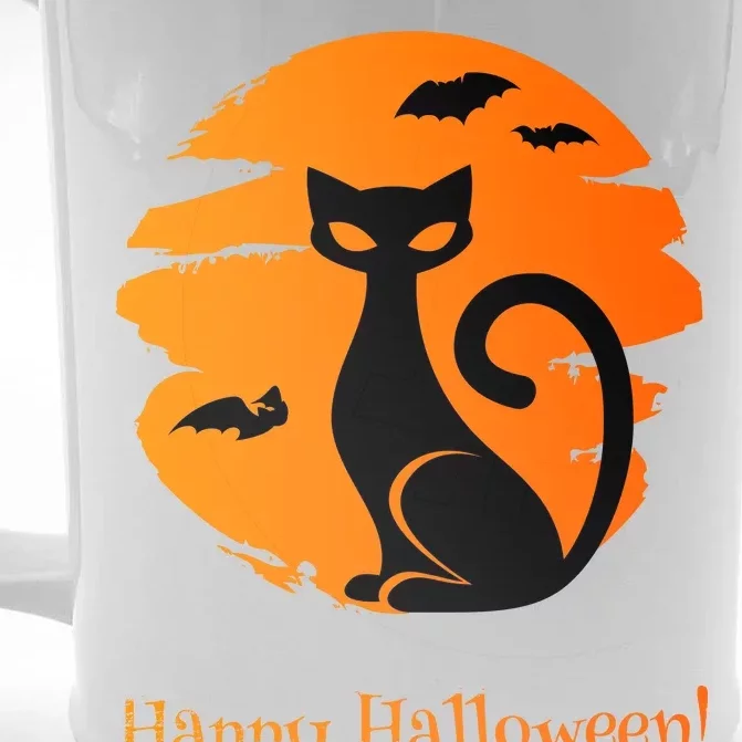 Happy Halloween Cat Front & Back Beer Stein