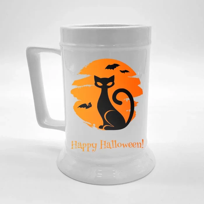 Happy Halloween Cat Front & Back Beer Stein