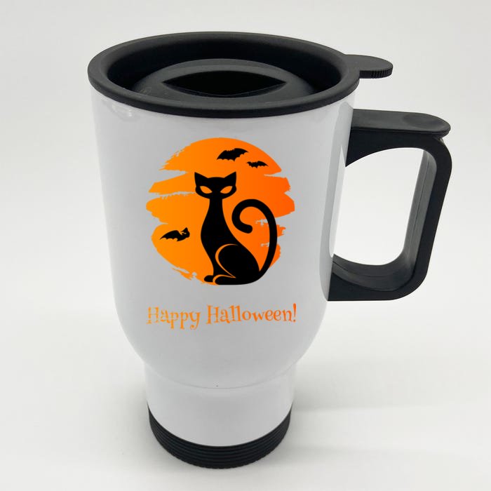 Happy Halloween Cat Front & Back Stainless Steel Travel Mug