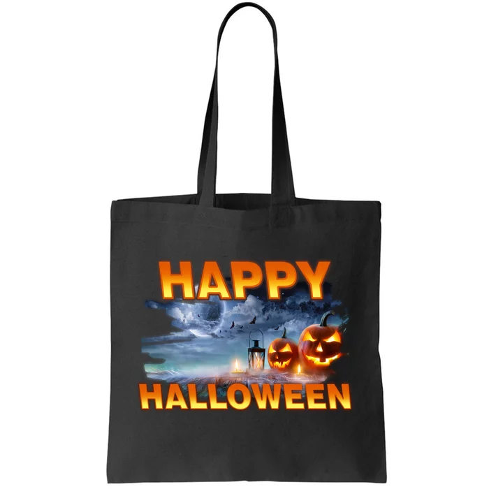 Happy Halloween Creepy Pumpkin Show Tote Bag