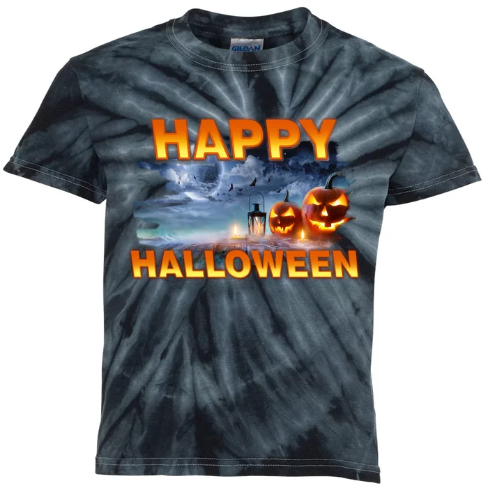 Happy Halloween Creepy Pumpkin Show Kids Tie-Dye T-Shirt