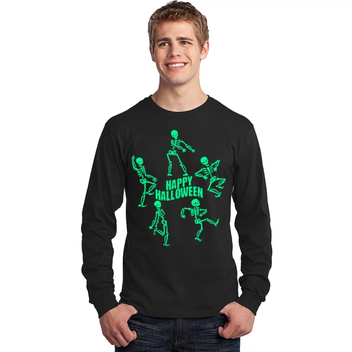 Happy Halloween Dancing Skeletons Long Sleeve Shirt