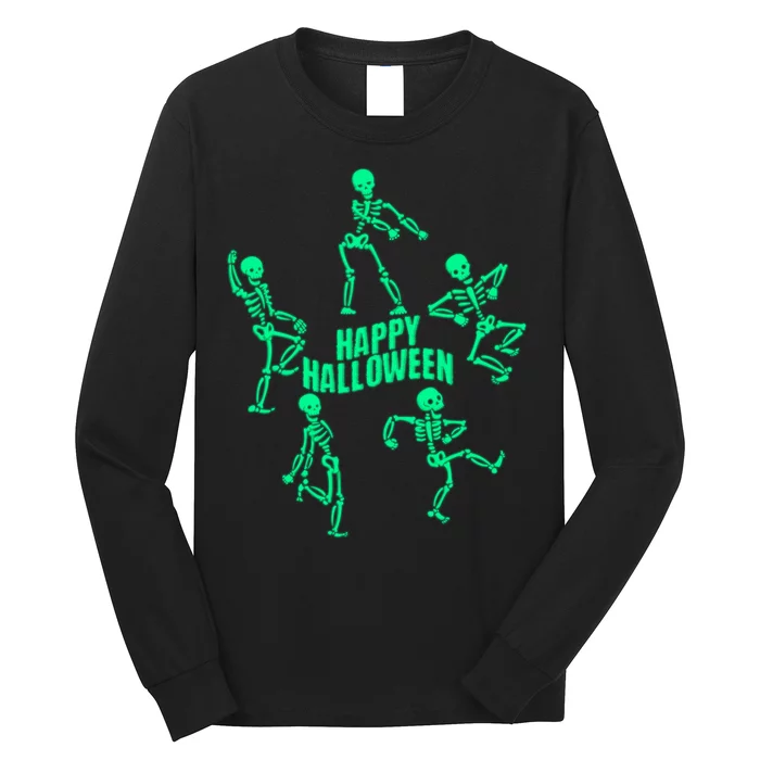 Happy Halloween Dancing Skeletons Long Sleeve Shirt