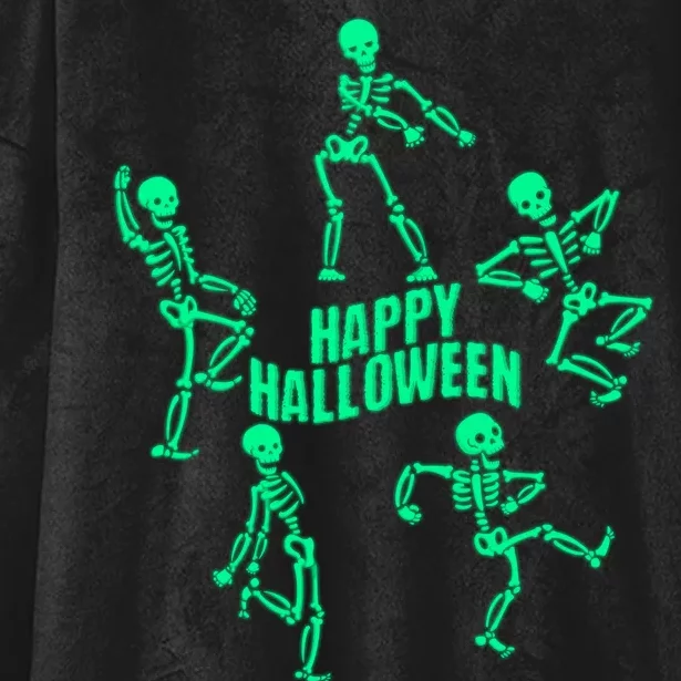 Happy Halloween Dancing Skeletons Hooded Wearable Blanket