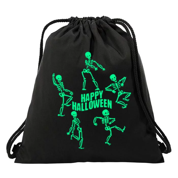 Happy Halloween Dancing Skeletons Drawstring Bag