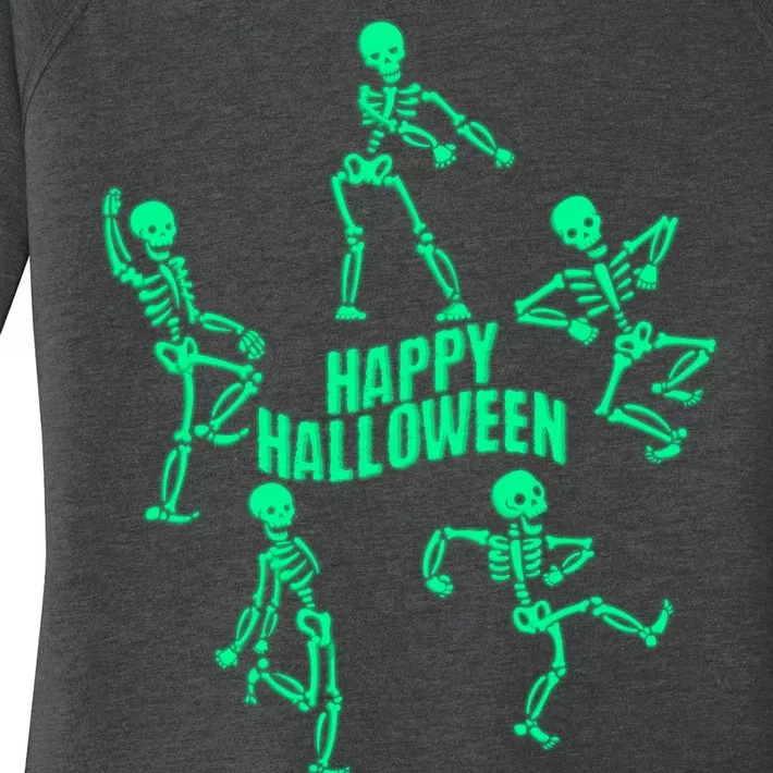 Happy Halloween Dancing Skeletons Women's Perfect Tri Tunic Long Sleeve Shirt