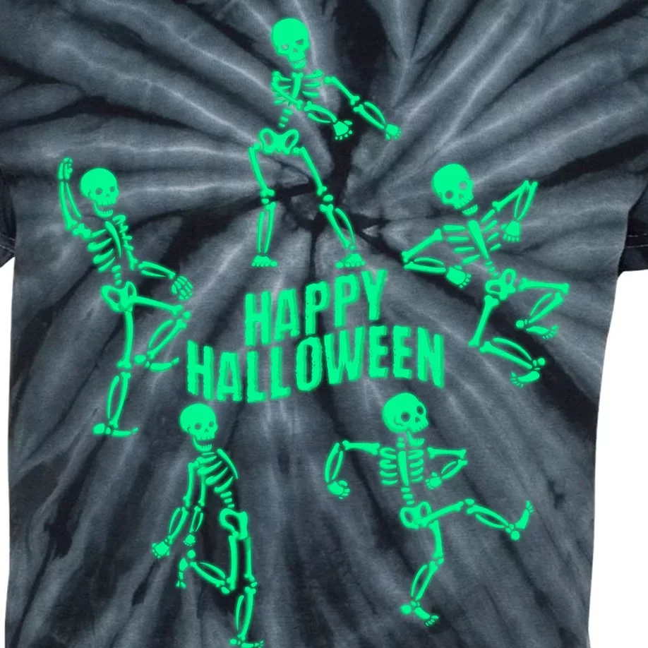 Happy Halloween Dancing Skeletons Kids Tie-Dye T-Shirt