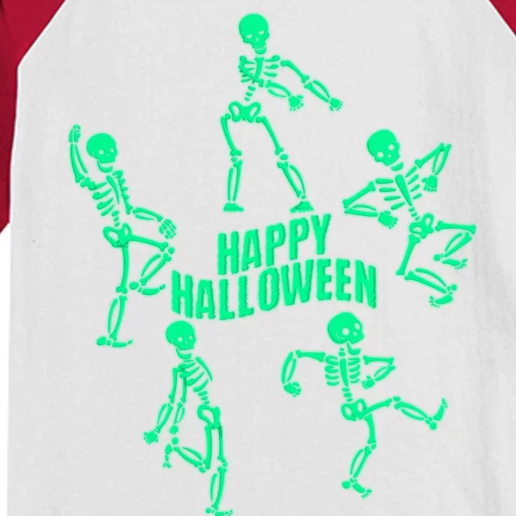 Happy Halloween Dancing Skeletons Kids Colorblock Raglan Jersey