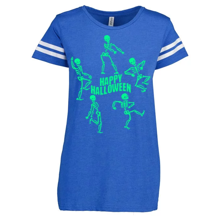 Happy Halloween Dancing Skeletons Enza Ladies Jersey Football T-Shirt