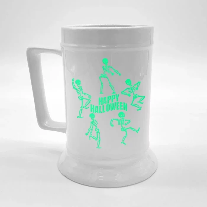 Happy Halloween Dancing Skeletons Front & Back Beer Stein