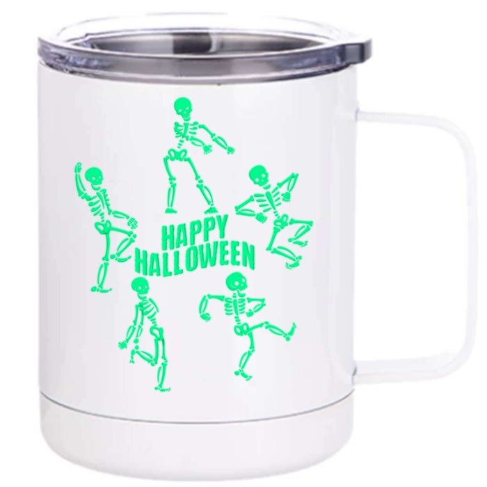 Happy Halloween Dancing Skeletons Front & Back 12oz Stainless Steel Tumbler Cup