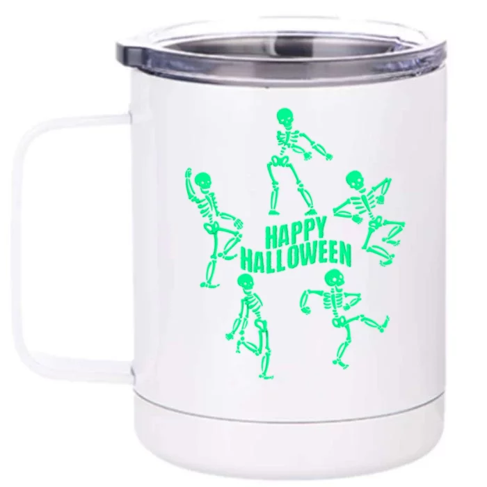 Happy Halloween Dancing Skeletons Front & Back 12oz Stainless Steel Tumbler Cup