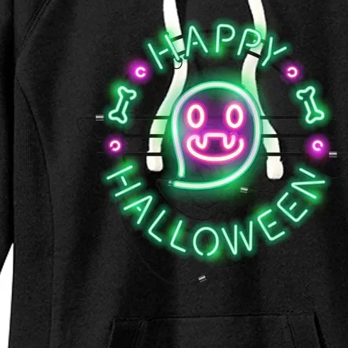 Happy Halloween Neon Sign Women's Fleece Hoodie