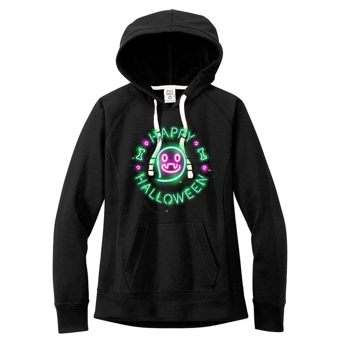 Happy Halloween Neon Sign Women's Fleece Hoodie