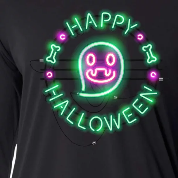 Happy Halloween Neon Sign Cooling Performance Long Sleeve Crew