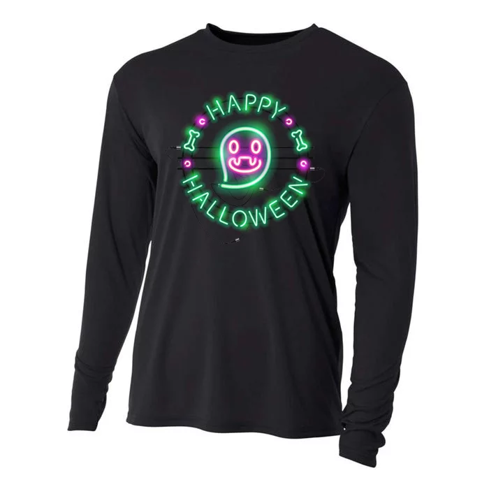 Happy Halloween Neon Sign Cooling Performance Long Sleeve Crew