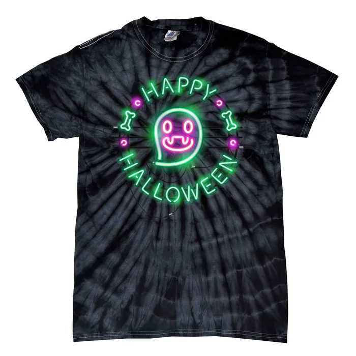 Happy Halloween Neon Sign Tie-Dye T-Shirt