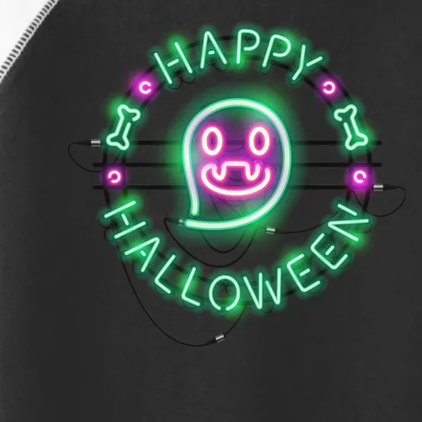 Happy Halloween Neon Sign Toddler Fine Jersey T-Shirt