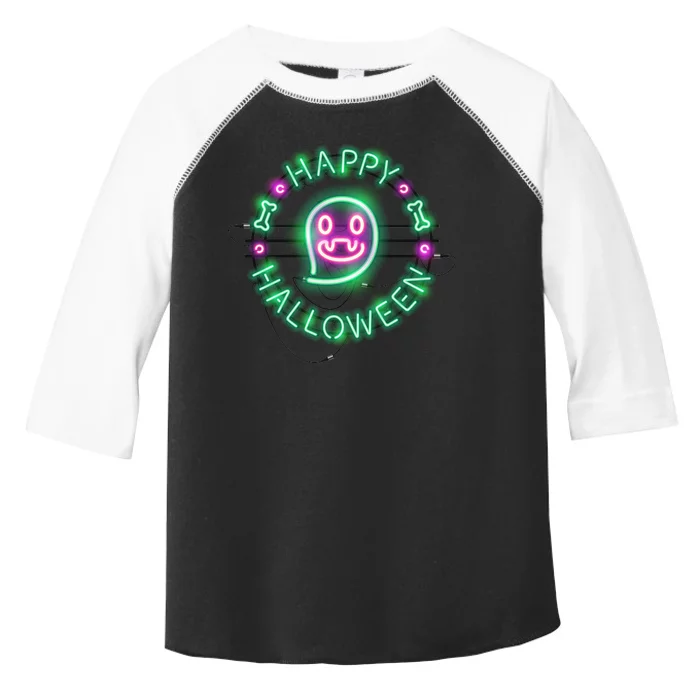 Happy Halloween Neon Sign Toddler Fine Jersey T-Shirt