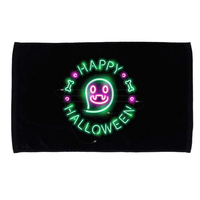 Happy Halloween Neon Sign Microfiber Hand Towel