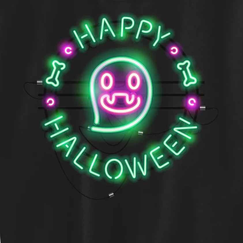 Happy Halloween Neon Sign Kids Sweatshirt