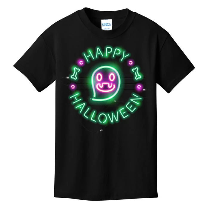 Happy Halloween Neon Sign Kids T-Shirt