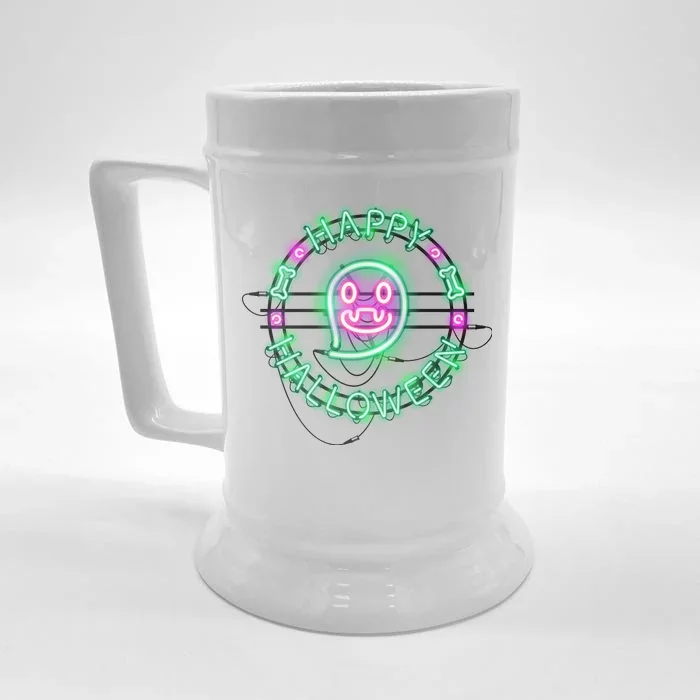 Happy Halloween Neon Sign Front & Back Beer Stein