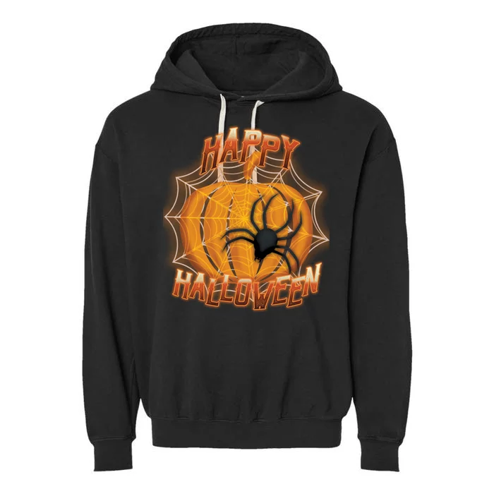 Happy Halloween Spiderweb Pumpkin Garment-Dyed Fleece Hoodie