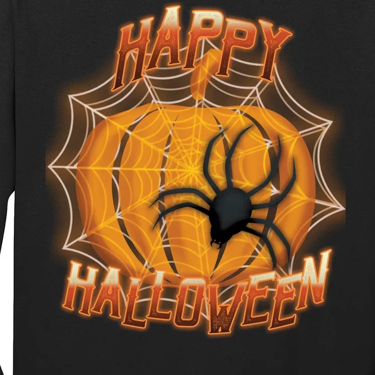 Happy Halloween Spiderweb Pumpkin Long Sleeve Shirt