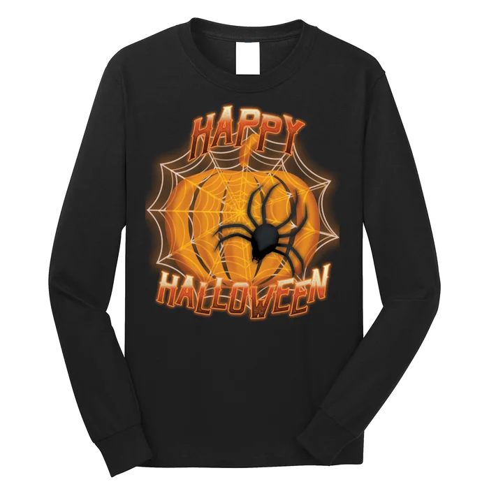 Happy Halloween Spiderweb Pumpkin Long Sleeve Shirt