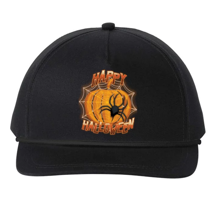 Happy Halloween Spiderweb Pumpkin Snapback Five-Panel Rope Hat