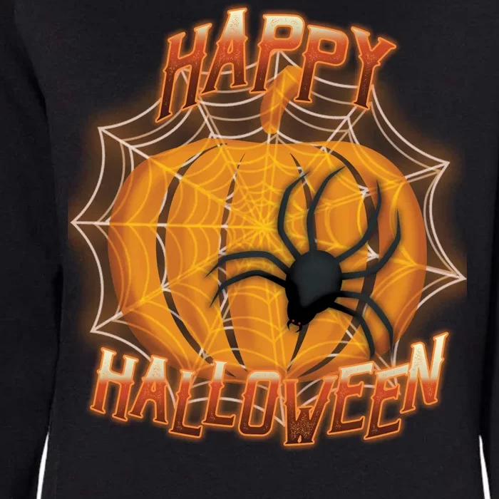 Happy Halloween Spiderweb Pumpkin Womens California Wash Sweatshirt