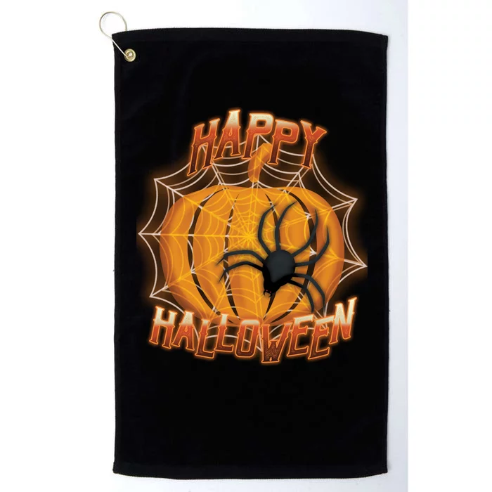 Happy Halloween Spiderweb Pumpkin Platinum Collection Golf Towel