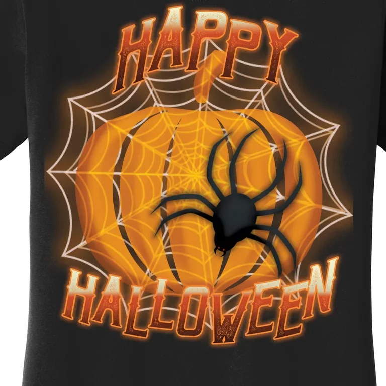 Happy Halloween Spiderweb Pumpkin Women's T-Shirt