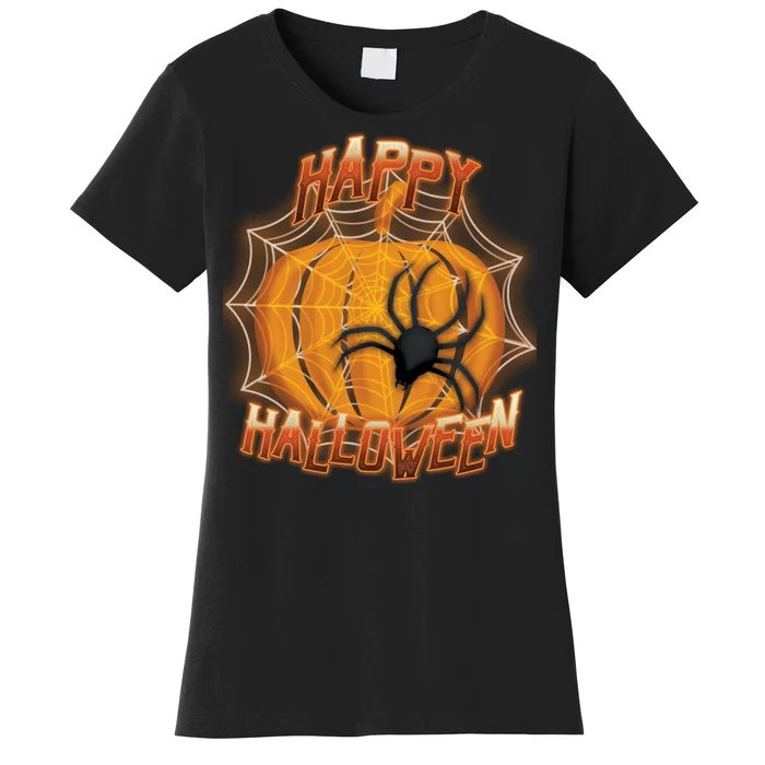 Happy Halloween Spiderweb Pumpkin Women's T-Shirt