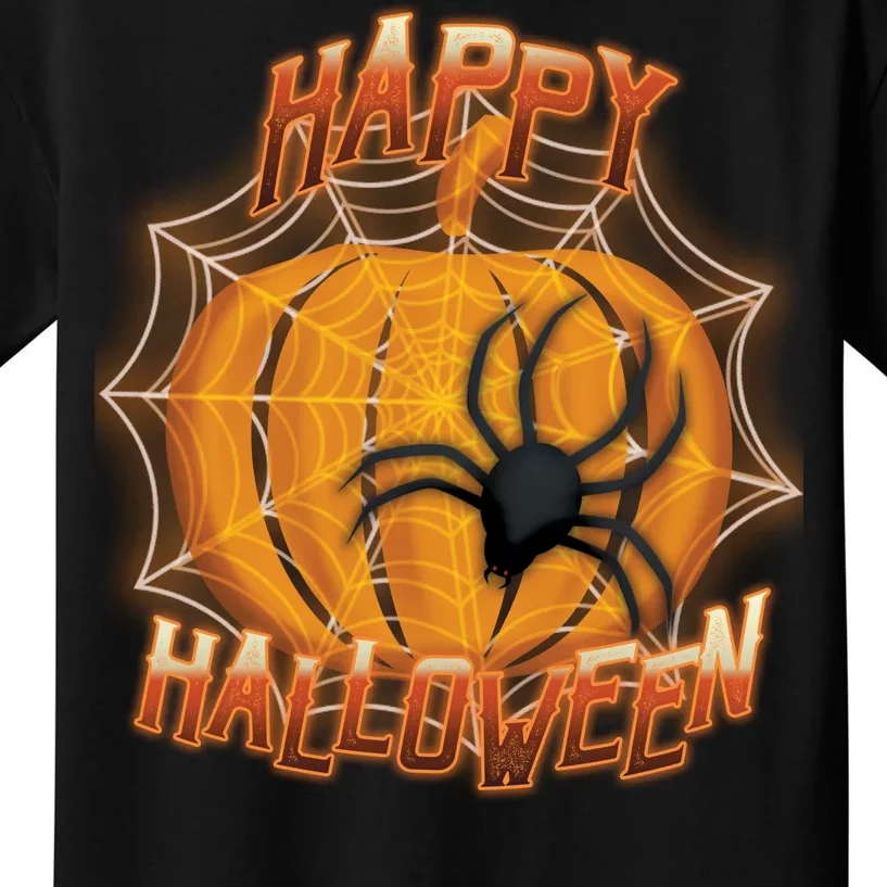 Happy Halloween Spiderweb Pumpkin Kids T-Shirt