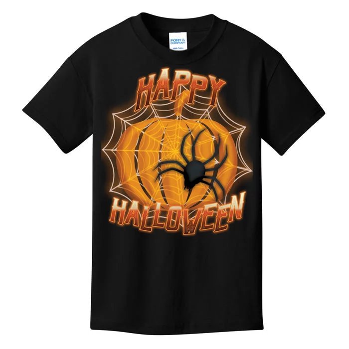 Happy Halloween Spiderweb Pumpkin Kids T-Shirt