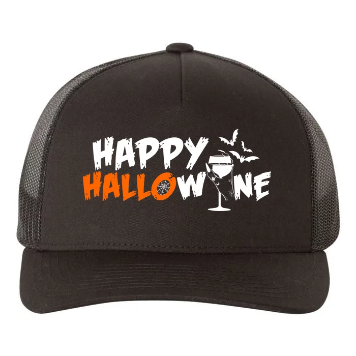 Happy Hallowine Funny Halloween Yupoong Adult 5-Panel Trucker Hat